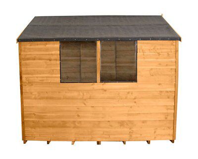 Forest Garden 8x6 ft Apex Golden brown Wooden Shed with floor & 2 windows