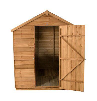 Forest Garden 8x6 ft Apex Golden brown Wooden Shed with floor & 2 windows