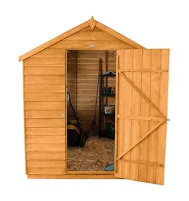 Forest Garden 8x6 ft Apex Golden brown Wooden Shed with floor & 2 windows