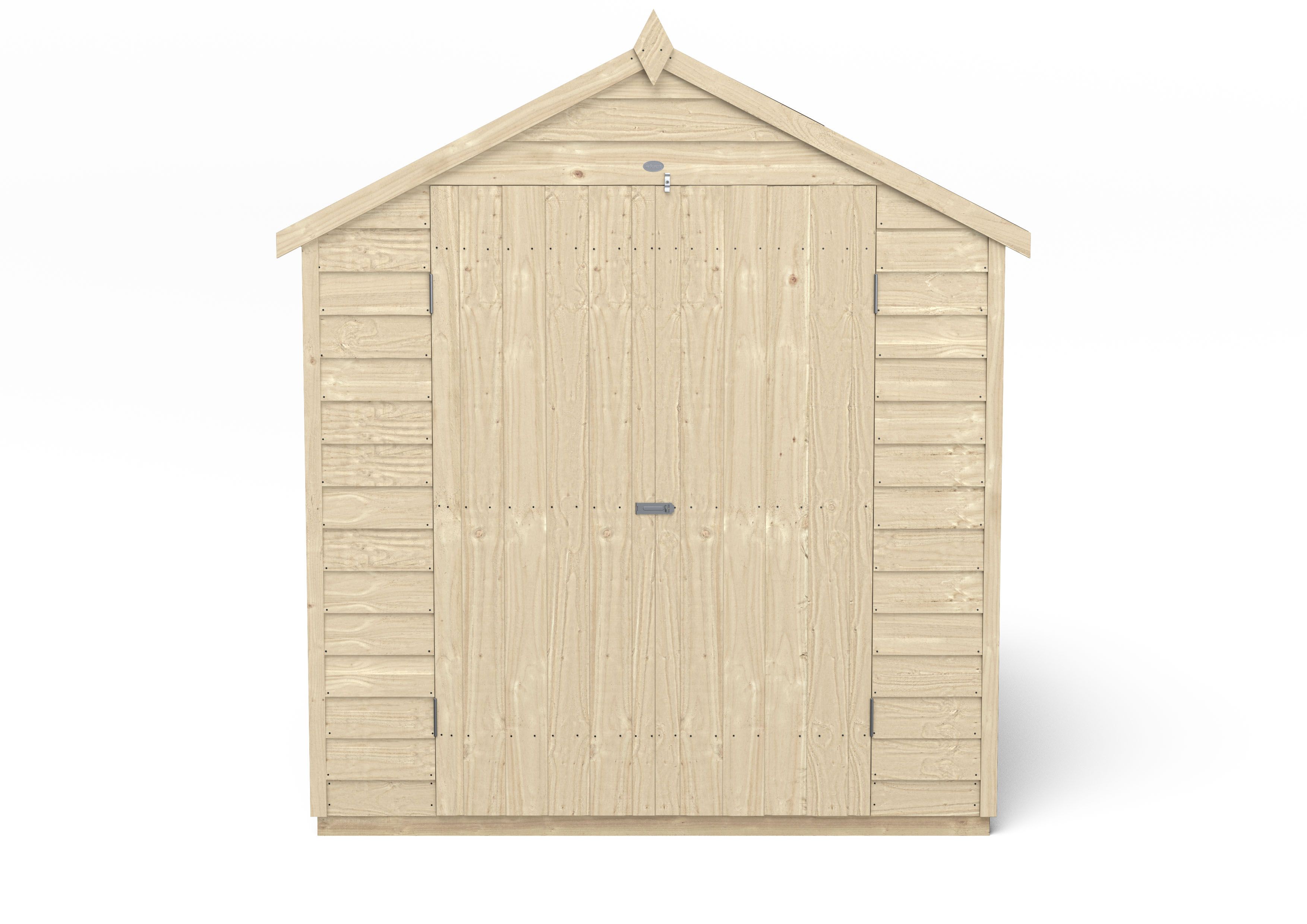Forest Garden 8x6 ft Apex Wooden 2 door Shed with floor & 4 windows - Assembly service included