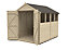 Forest Garden 8x6 ft Apex Wooden 2 door Shed with floor & 4 windows (Base included) - Assembly service included