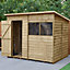 Forest Garden 8x6 ft Pent Overlap Pressure treated Wooden Shed with floor & 2 windows (Base included) - Assembly service included