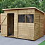 Forest Garden 8x6 ft Pent Overlap Pressure treated Wooden Shed with floor & 2 windows (Base included)