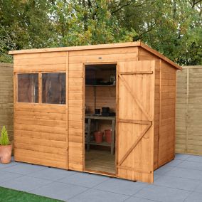 Forest Garden 8x6 ft Pent Shiplap Wooden Shed with floor & 2 windows - Assembly service included