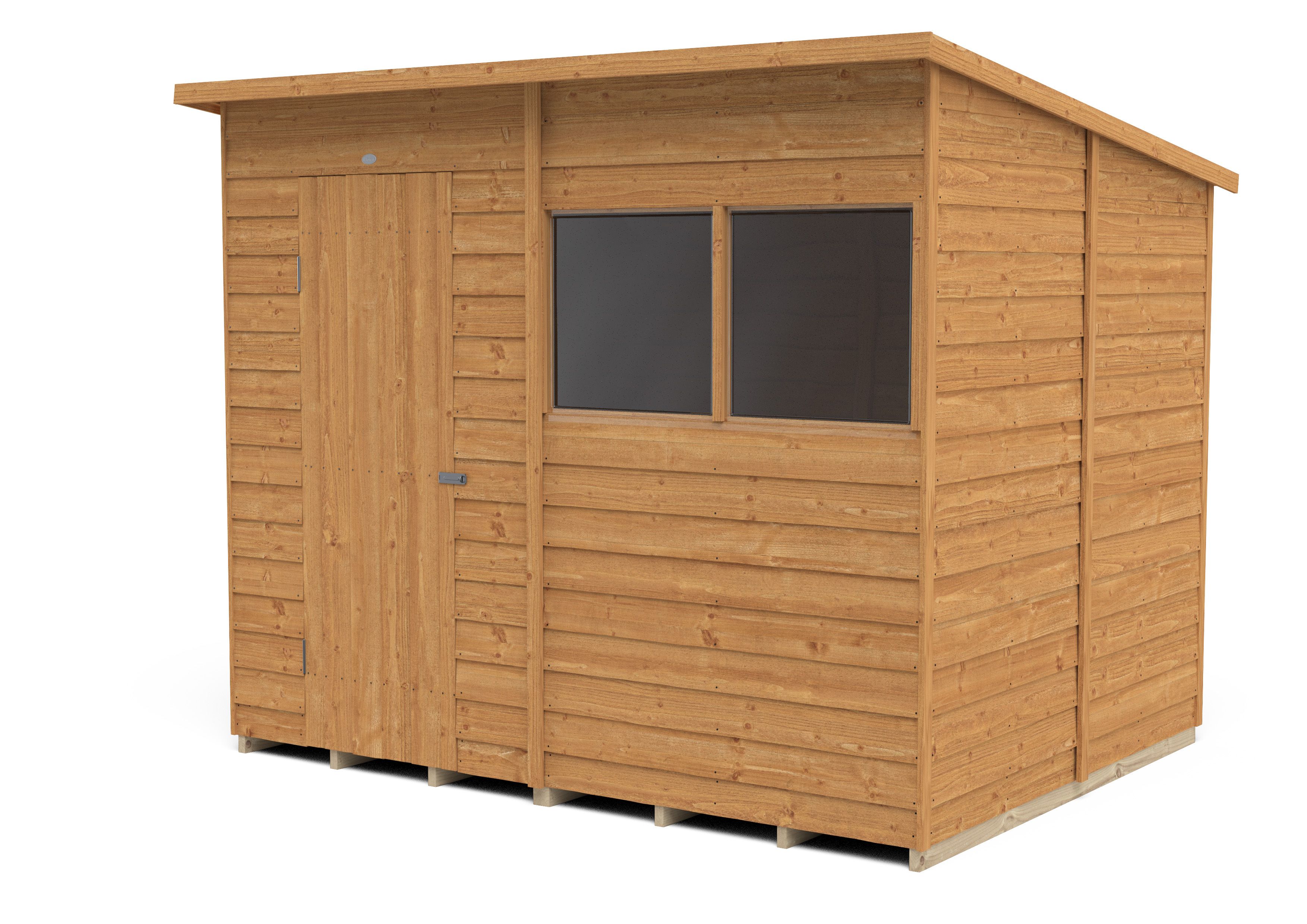 Forest Garden 8x6 ft Pent Wooden Shed with floor & 2 windows