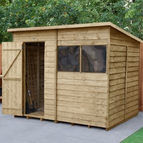 Forest Garden 8x6 ft Pent Wooden Shed with floor & 2 windows