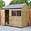 Forest Garden 8x6 ft Reverse apex Overlap Pressure treated Wooden Shed with floor & 2 windows