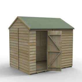 Forest Garden 8x6 ft Reverse apex Overlap Wooden Shed with floor - Assembly service included