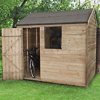 Forest Garden 8x6 ft Reverse apex Wooden Shed with floor & 1 window