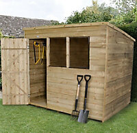 Forest Garden 8x6 Pent Pressure treated Overlap Wooden Shed with floor