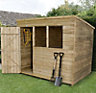 Forest Garden 8x6 Pent Pressure treated Overlap Wooden Shed with floor