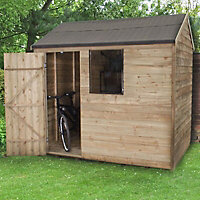 Forest Garden 8x6 Reverse apex Pressure treated Overlap Wooden Shed with floor - Assembly service included