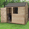 Forest Garden 8x6 Reverse apex Pressure treated Overlap Wooden Shed with floor (Base included)