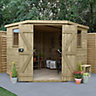 Forest Garden 8x8 ft Pent 2 door Shed with floor & 2 windows - Assembly service included