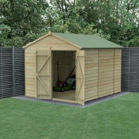 Forest Garden Beckwood 10x8 ft Apex Natural timber Wooden 2 door Shed with floor - Assembly not required