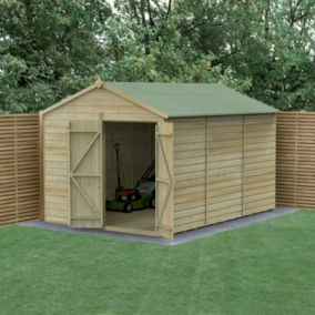 Forest Garden Beckwood 12x8 ft Apex Natural timber Wooden 2 door Shed with floor (Base included)