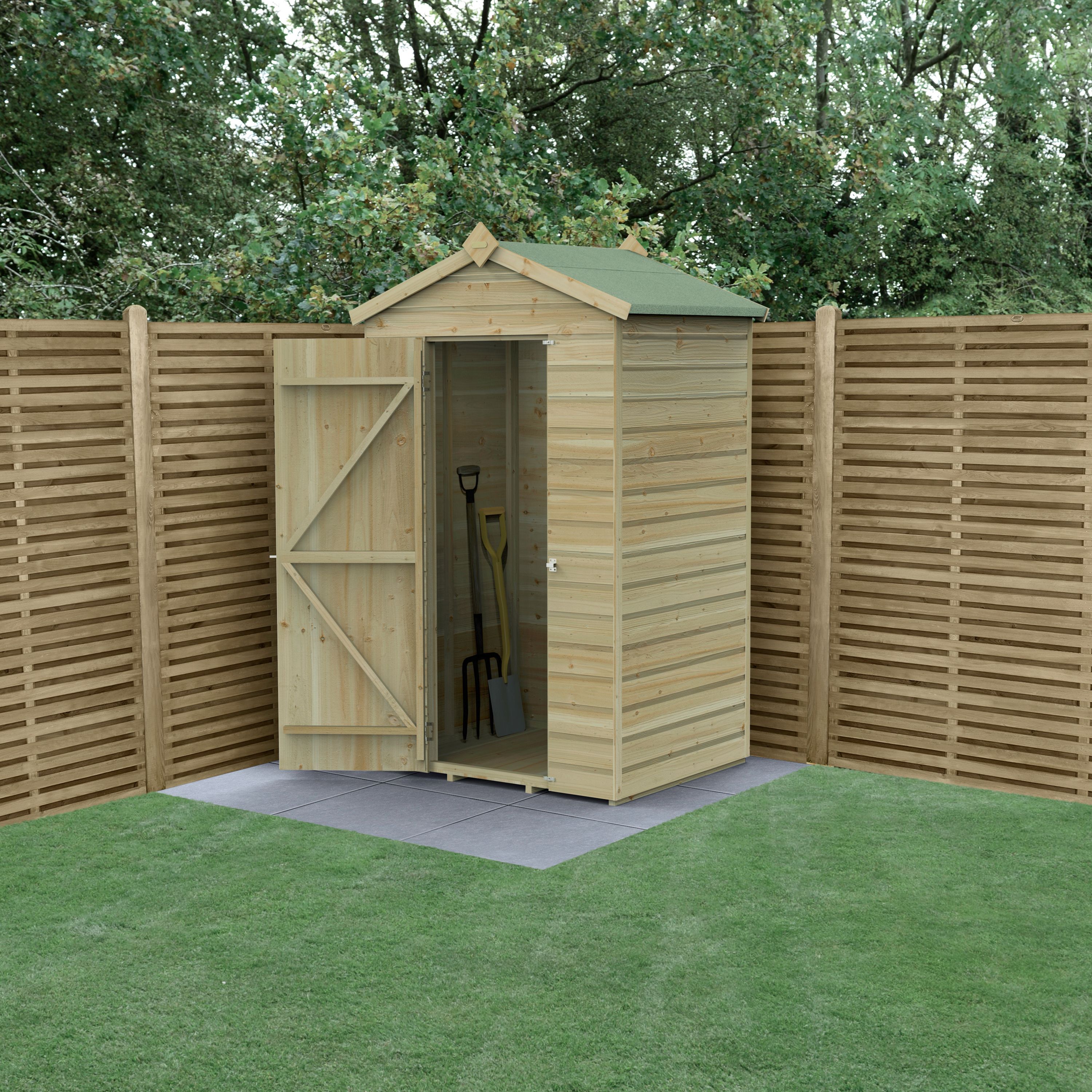 Forest Garden Beckwood 4x3 ft Apex Natural timber Wooden Shed with floor (Base included)