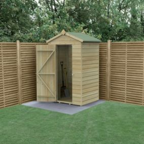 Forest Garden Beckwood 4x3 ft Apex Natural timber Wooden Shed with floor