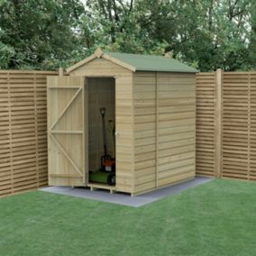 Forest Garden Beckwood 6x4 ft Apex Natural timber Wooden Shed with floor (Base included) - Assembly not required