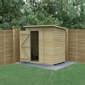 Forest Garden Beckwood 6x4 ft Pent Natural timber Wooden Shed with floor (Base included) - Assembly not required