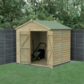 Forest Garden Beckwood 7x7 ft Apex Natural timber Wooden 2 door Shed with floor - Assembly not required