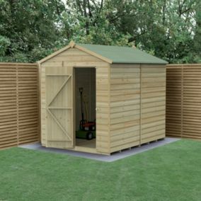 Forest Garden Beckwood 8x6 ft Apex Natural timber Wooden Shed with floor - Assembly not required
