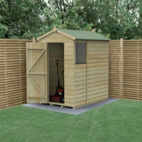 Forest Garden Beckwood Shiplap 6x4 ft Apex Natural timber Wooden Pressure treated Shed with floor & 1 window - Assembly service included