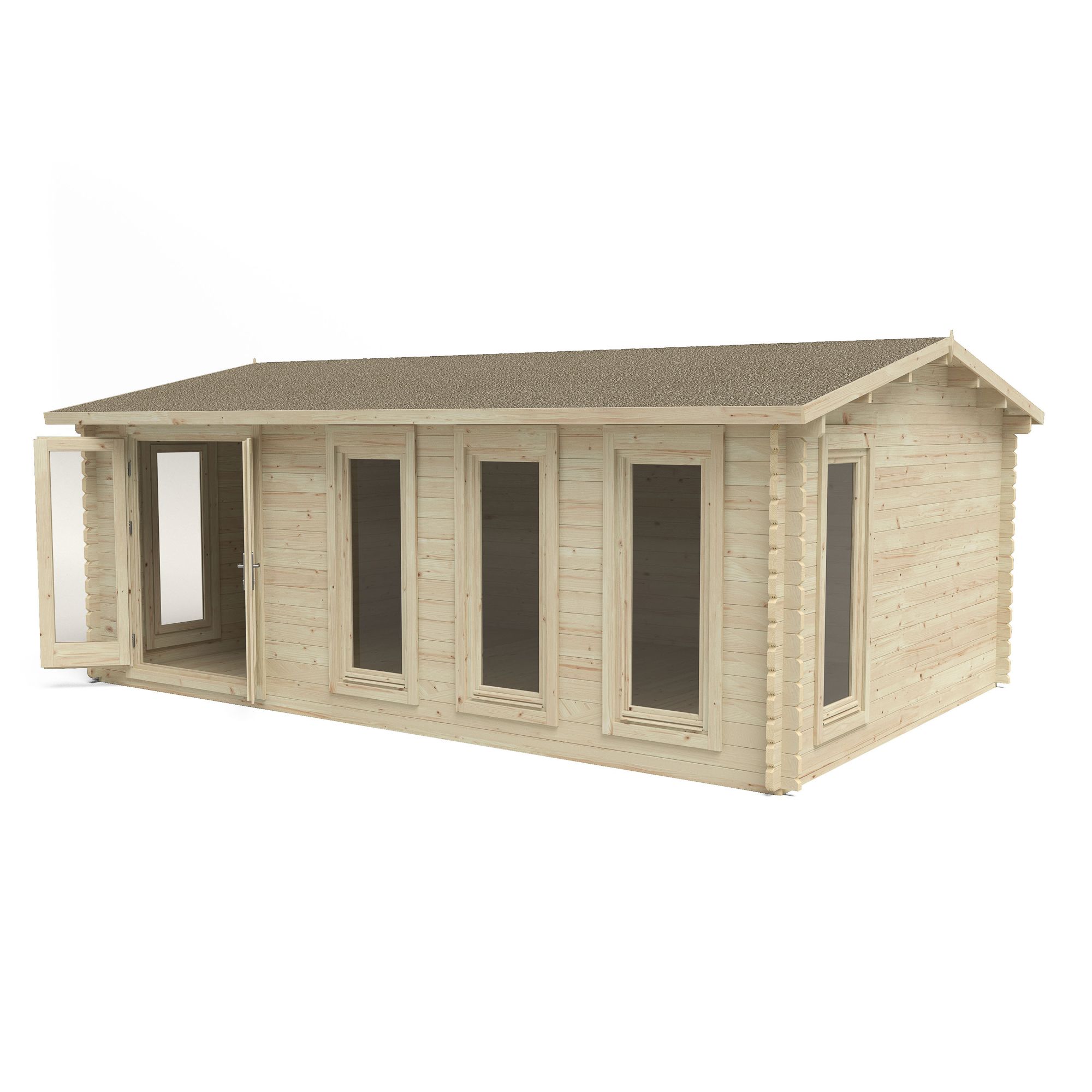 Forest Garden Blakedown 6x4 ft Toughened glass with Double door Pent Wooden Cabin - Assembly service included