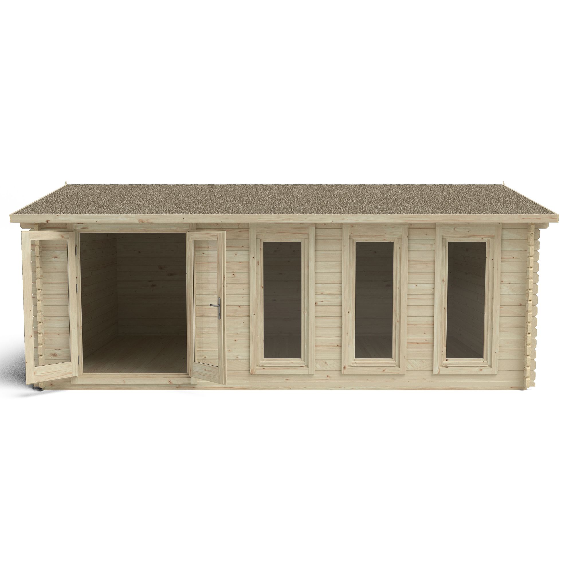 Forest Garden Blakedown 6x4 ft Toughened glass with Double door Pent Wooden Cabin - Assembly service included