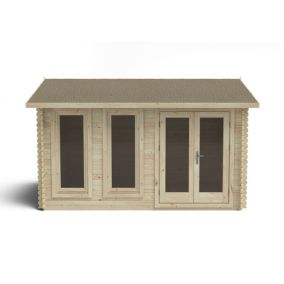 Forest Garden Chiltern 4x3 ft Toughened glass with Double door Pent Wooden Cabin - Assembly service included