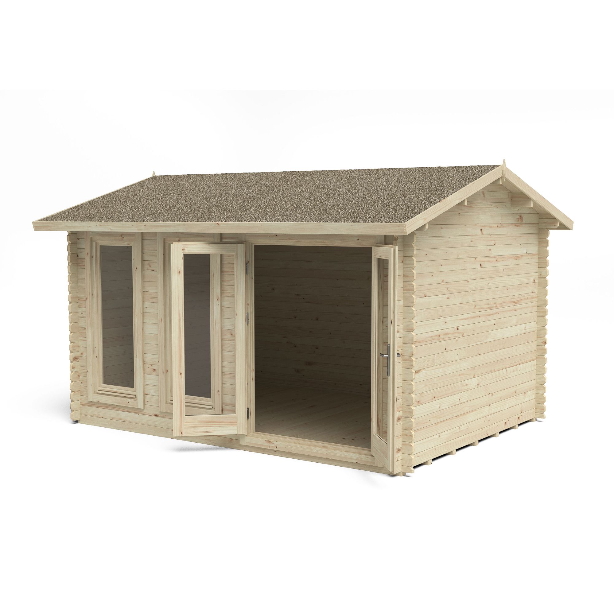 Forest Garden Chiltern 4x3 ft Toughened glass with Double door Pent Wooden Cabin - Assembly service included