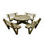 Forest Garden Circular natural timber Round Picnic table with Seat backs
