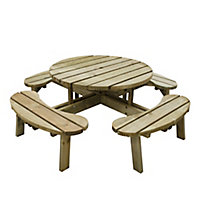 Forest Garden Circular natural timber Round Picnic table