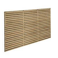 Forest Garden Contemporary Slatted Pressure treated 4ft Wooden Decorative fence panel (W)1.8m (H)1.2m, Pack of 4