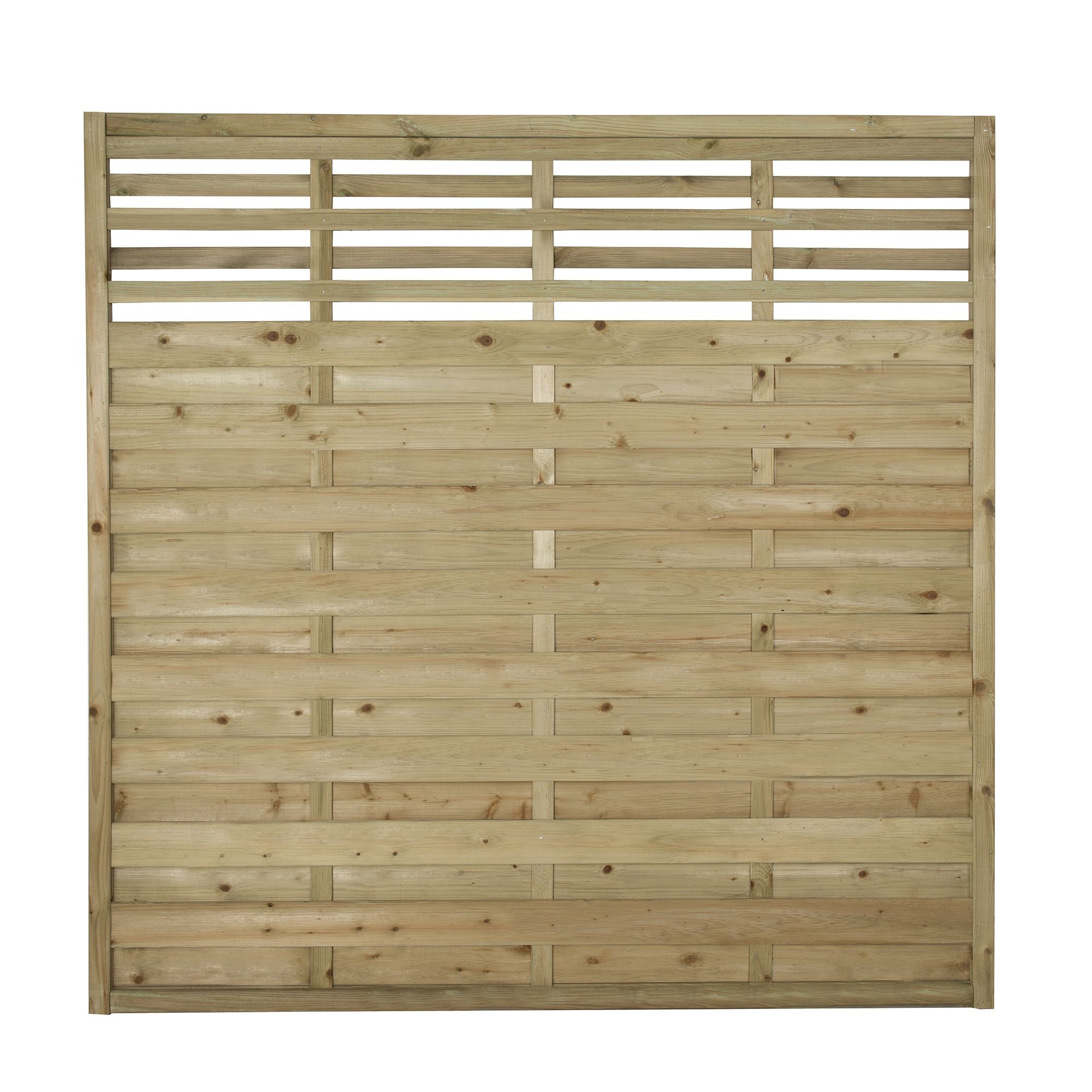 Forest Garden Contemporary Slatted Pressure treated Wooden Fence panel (W)1.8m (H)1.8m, Pack of 5