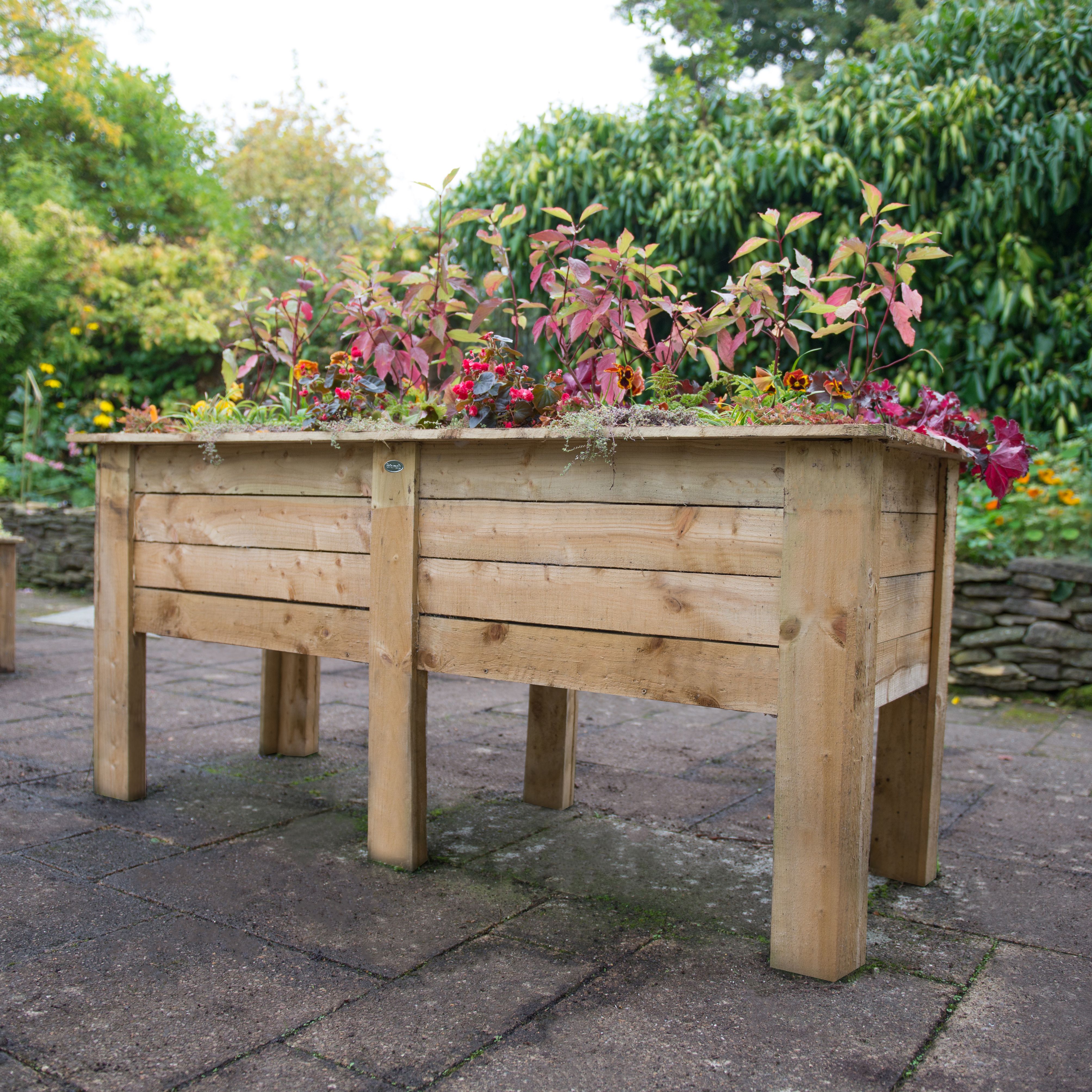 Forest Garden Deep root Wooden Rectangular Planter 70cm