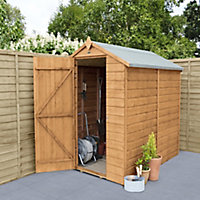 Forest Garden Delamere Range 6x4 Apex Dip treated Shiplap Golden Brown Shed with floor