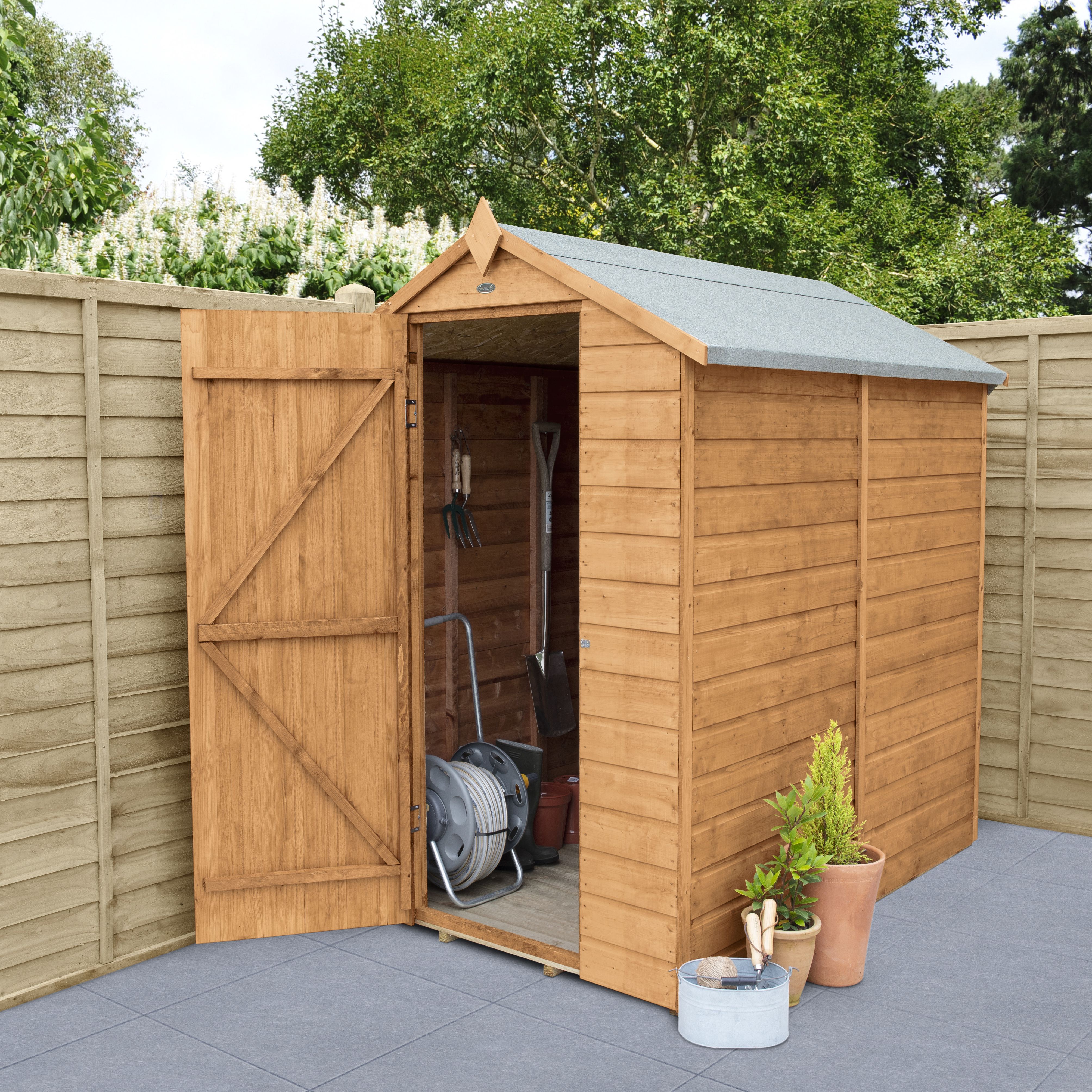 Forest Garden Delamere Range 6x4 ft Apex Wooden Shed with floor