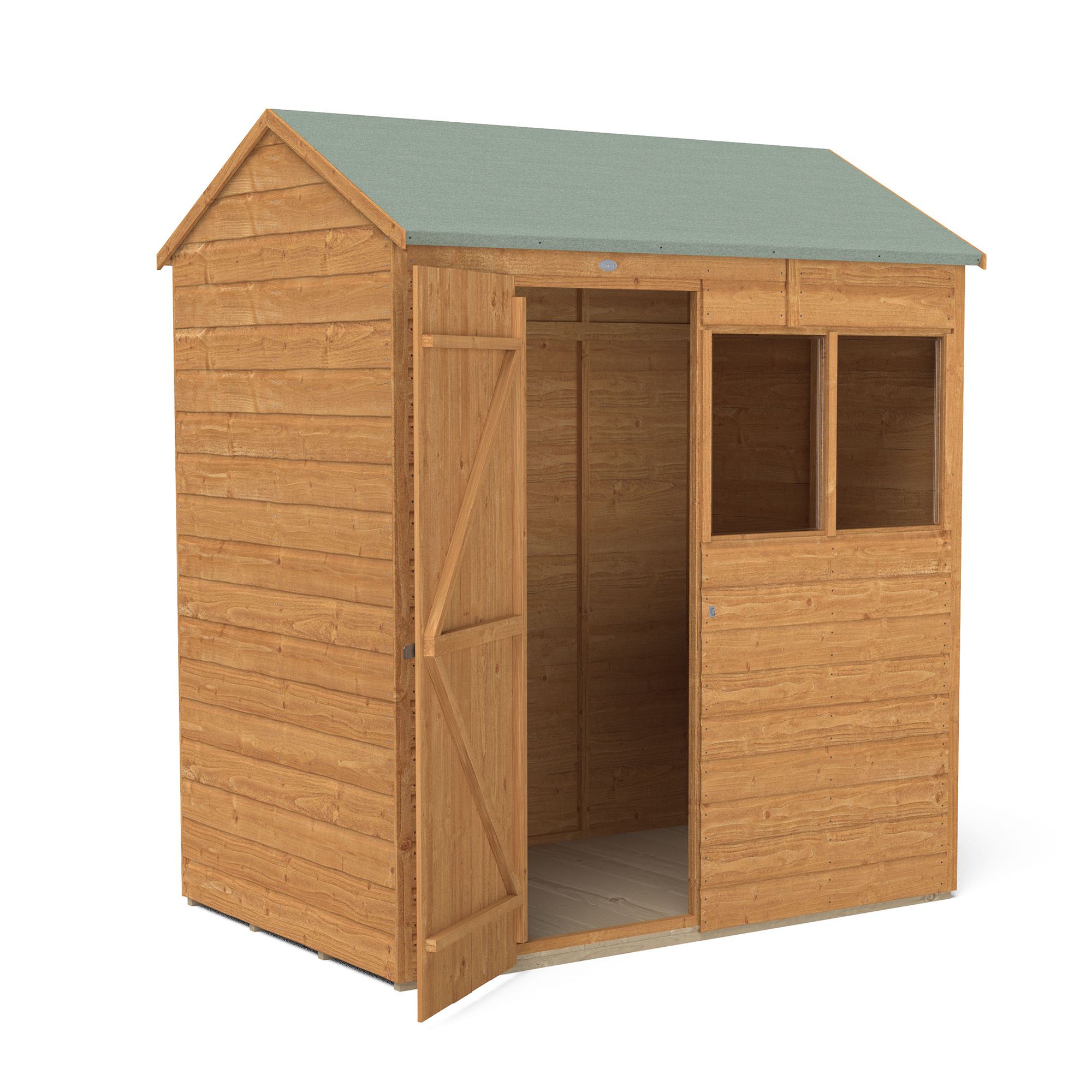 Forest Garden Delamere Range 6x4 ft Reverse apex Shiplap Wooden Shed with floor & 2 windows