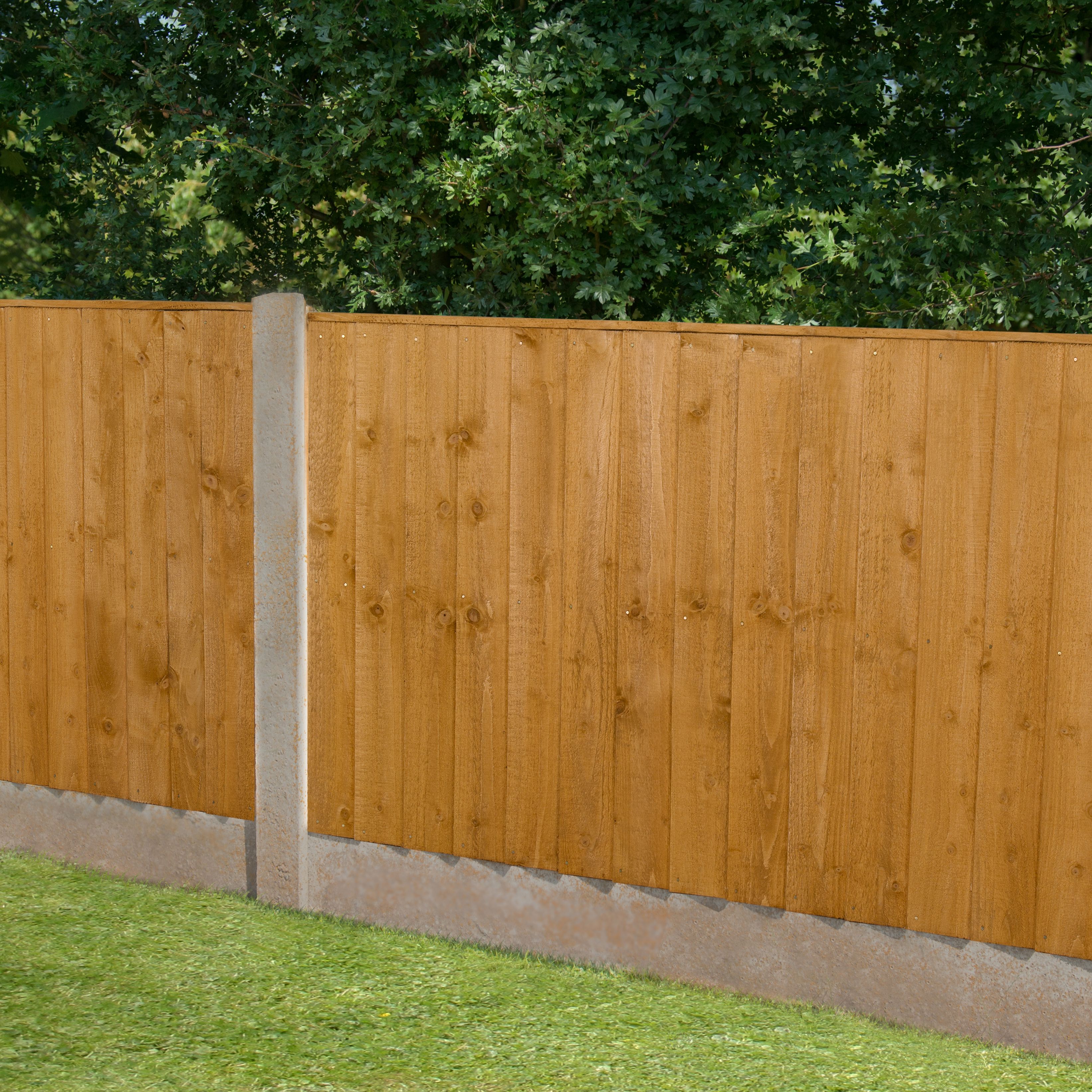 Forest Garden Dip treated 3ft Golden brown Wooden Fence panel (W)1.83m (H)0.93m, Pack of 4