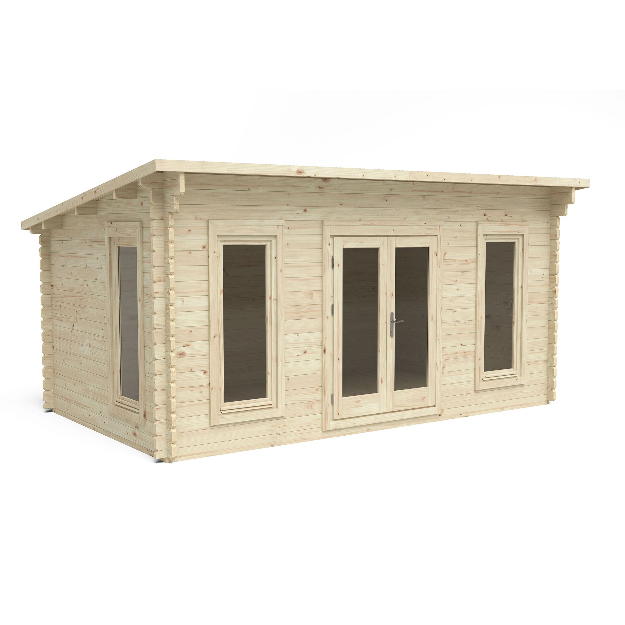 Forest Garden Elmley Toughened glass with Double door Pent Wooden Cabin - Assembly service included