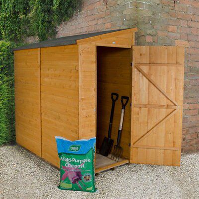 Forest Garden Forest 6x3 ft Pent Natural timber Wooden Shed with floor - Assembly service included