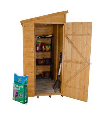 Forest Garden Forest 6x3 ft Pent Natural timber Wooden Shed with floor - Assembly service included
