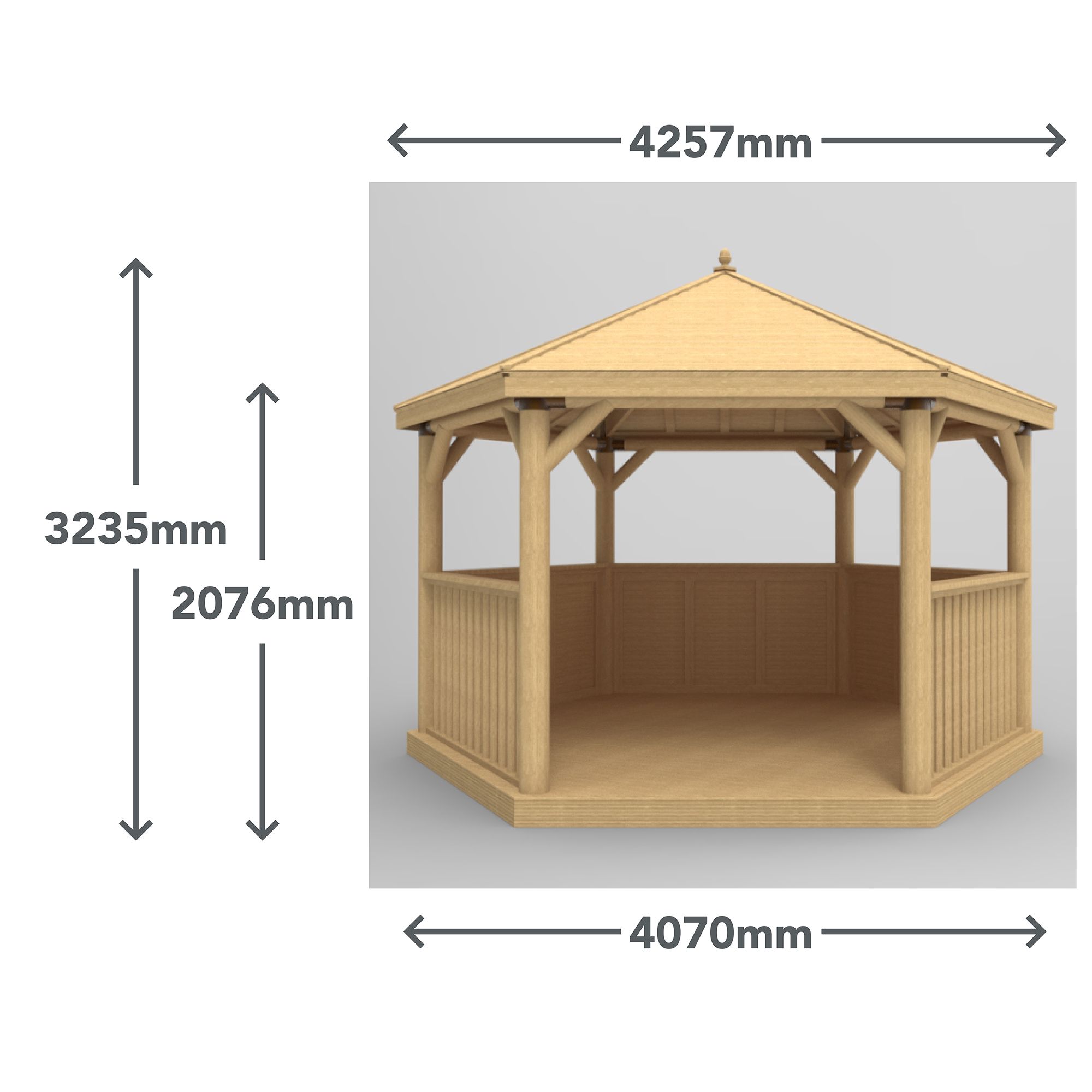Forest Garden Furnished Timber Roof Hexagonal Gazebo, (W)4900mm (D)4240mm (Red Cushion included)