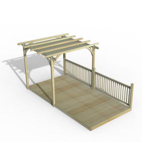 Forest Garden Grey Pergola & decking kit, x4 Post x2 Balustrade (H) 2.5m x (W) 5.2m - Canopy included