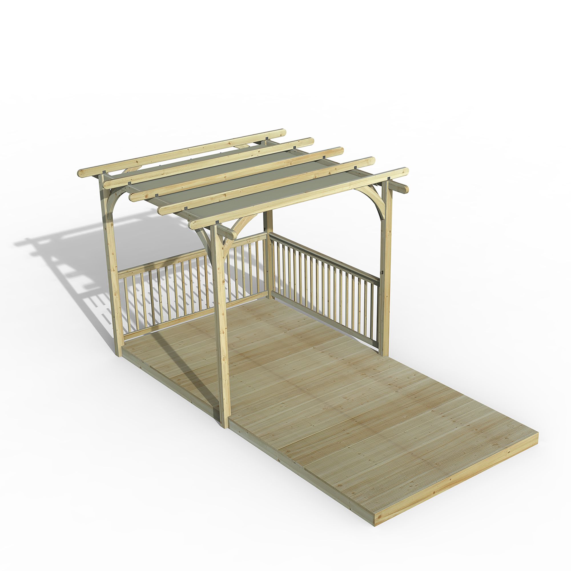 Forest Garden Grey Rectangular Pergola & decking kit x2 Balustrade (H) 2.5m x (W) 5.2m - Canopy included