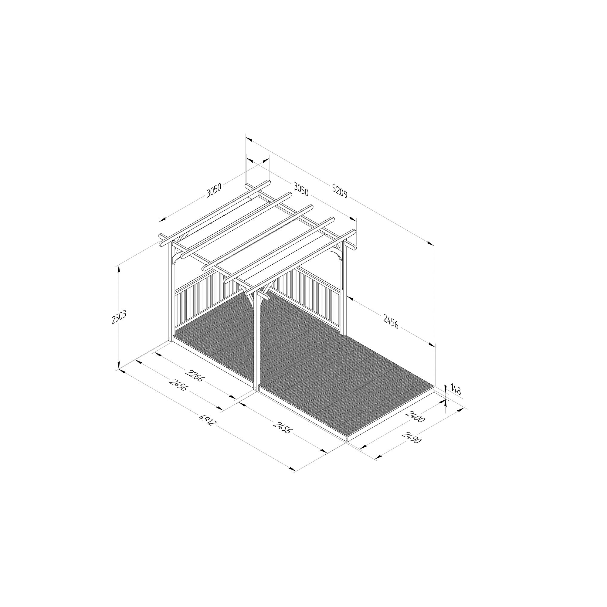 Forest Garden Grey Rectangular Pergola & decking kit x2 Balustrade (H) 2.5m x (W) 5.2m - Canopy included