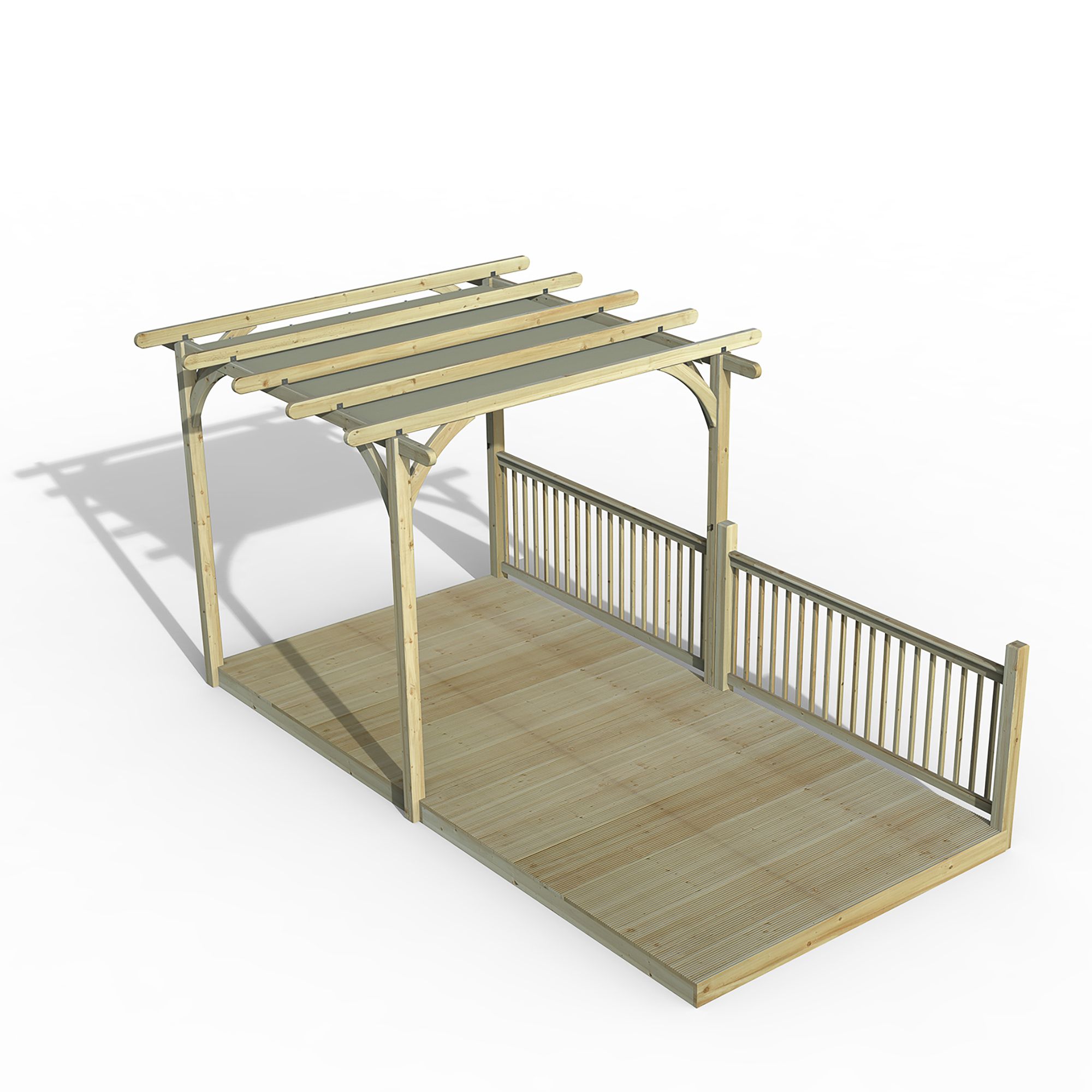 Forest Garden Grey Rectangular Pergola & decking kit, x2 Post x2 Balustrade (H) 2.5m x (W) 5.2m - Canopy included