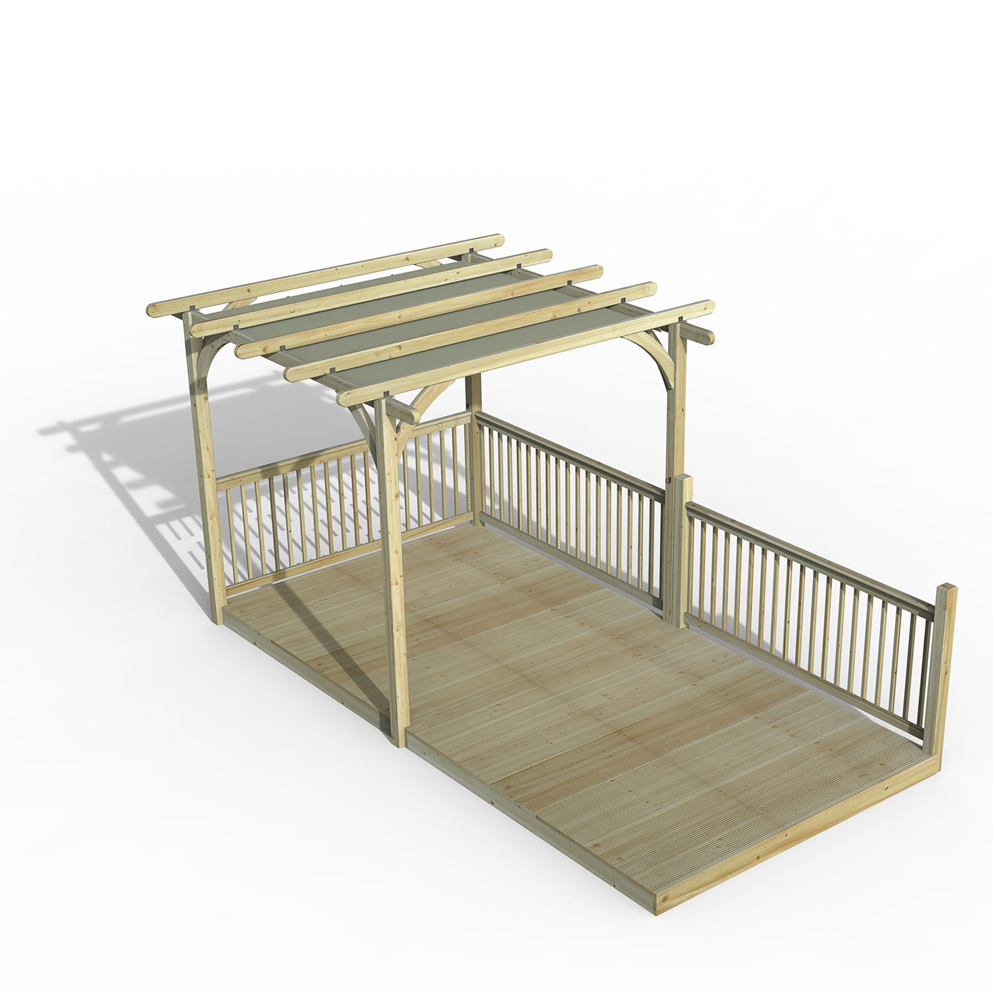 Forest Garden Grey Rectangular Pergola & decking kit, x2 Post x3