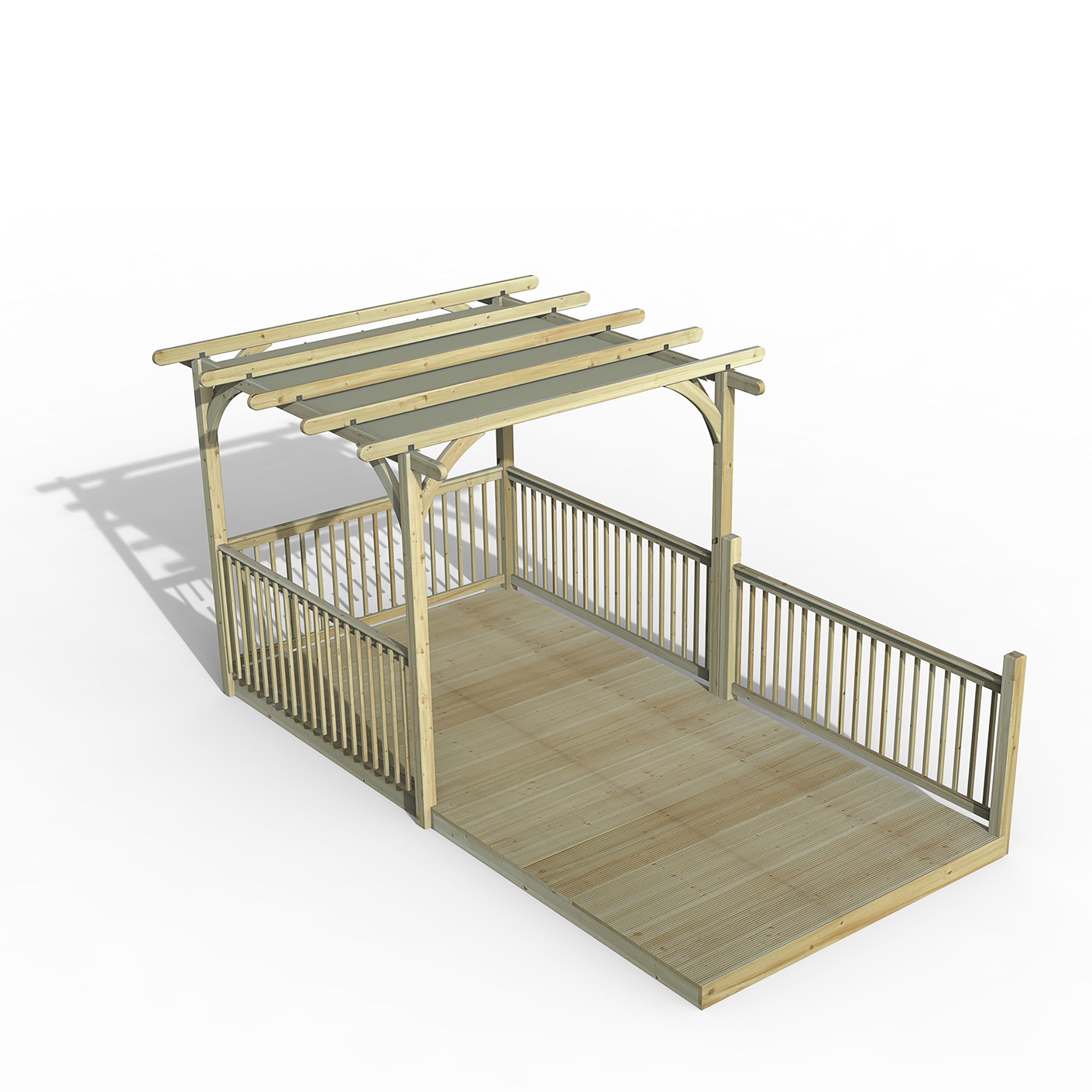 Forest Garden Grey Rectangular Pergola & decking kit, x2 Post x4 ...
